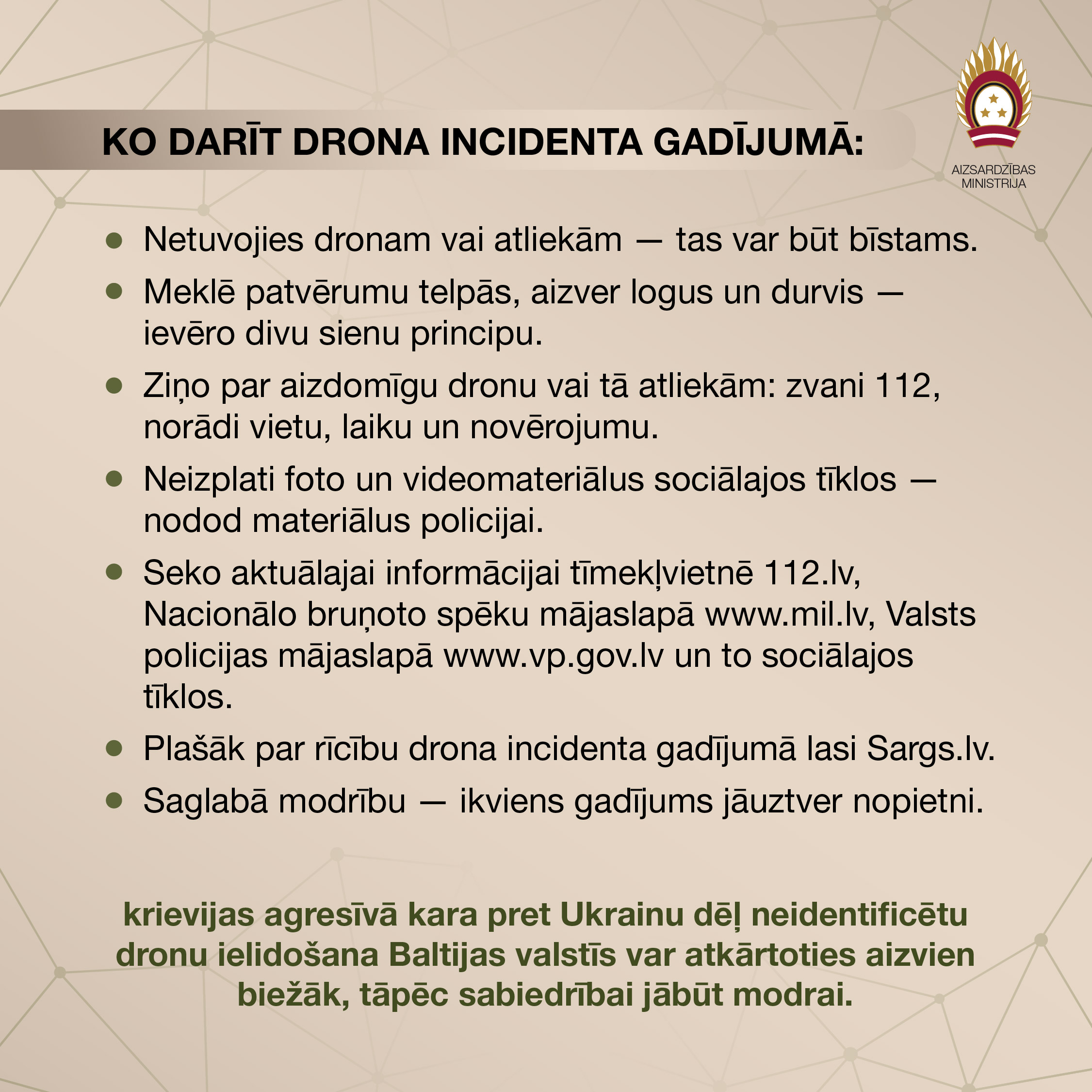Ko darīt drona incidenta gadījumā?