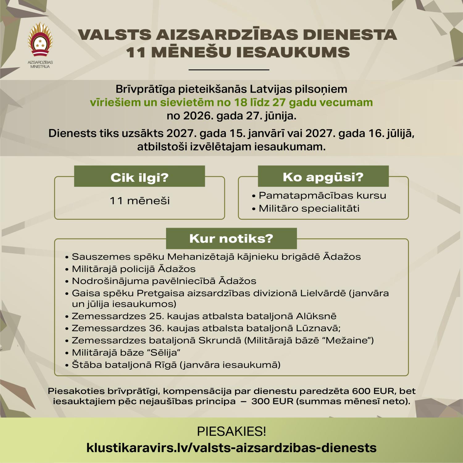 VAD 11 mēnešu dienests
